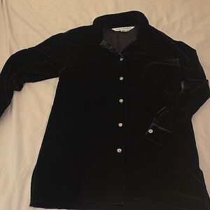 Black velvet big shirt by Annie Alexander.
